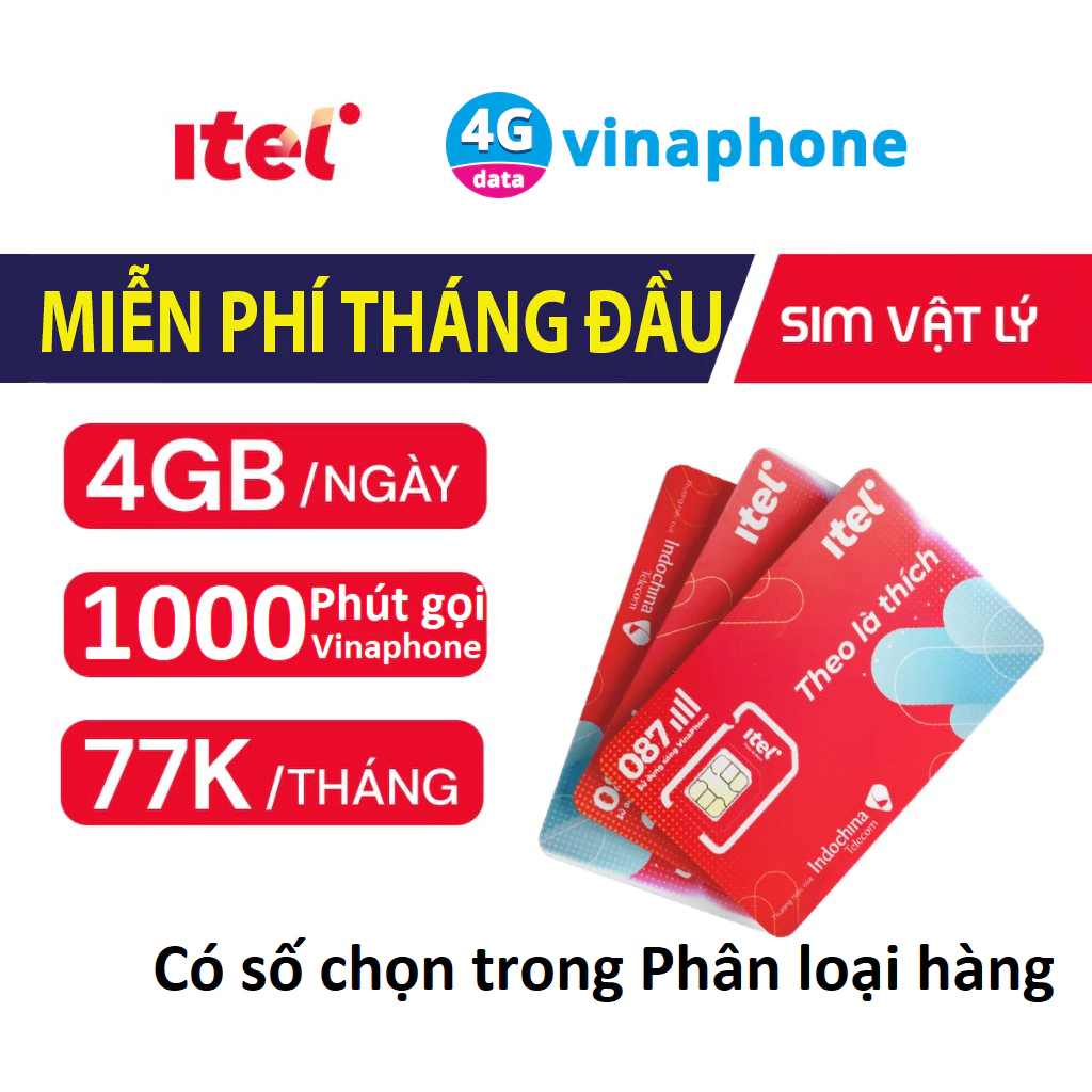 Sim iTel 4G MAY77 120G/th [Miễn phí 1 tháng], Miễn phí 1000 phút, iBum360 Data Không giới hạn 1 năm