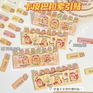 Set 8 Tệp Note (120 tờ) Capybara Đánh Dấu Trang Nhãn Dán ghi chú Chỉ mục Nhãn Dễ thương Note lập kế hoạch Văn phòng phẩm