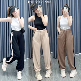 Quần Jogger Bigsize Nữ Sọc Sườn,Quần Dài Lưng Thun Vải Dày Dặn Mềm Mịn Dễ Mặc QSSUON