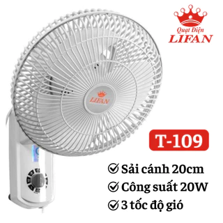 Quạt Treo Tường Mini Lifan T-109, Màu Trắng, Công Suất 22W, 3 Tốc Độ Gió, Không Ồn, Bảo Hành 12 Tháng