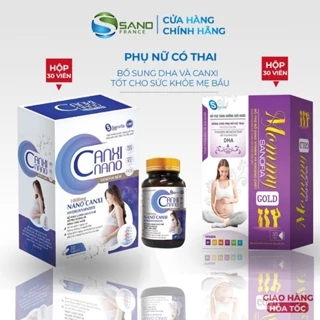 Combo bổ bầu Mommy Gold Tím và Canxi Nano Bầu Sanofia France- Giúp bổ sung Canxi và DHA  cho mẹ bầu, thai nhi phát triển