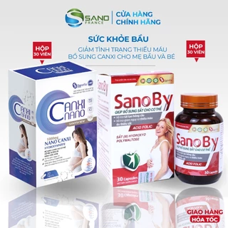 Combo bổ bầu Canxi Sano Bầu và Sano By Bầu Sanofia (Lọ 30v) - Giúp bổ sung canxi và sắt tăng bổ máu và canxi cho mẹ bầu