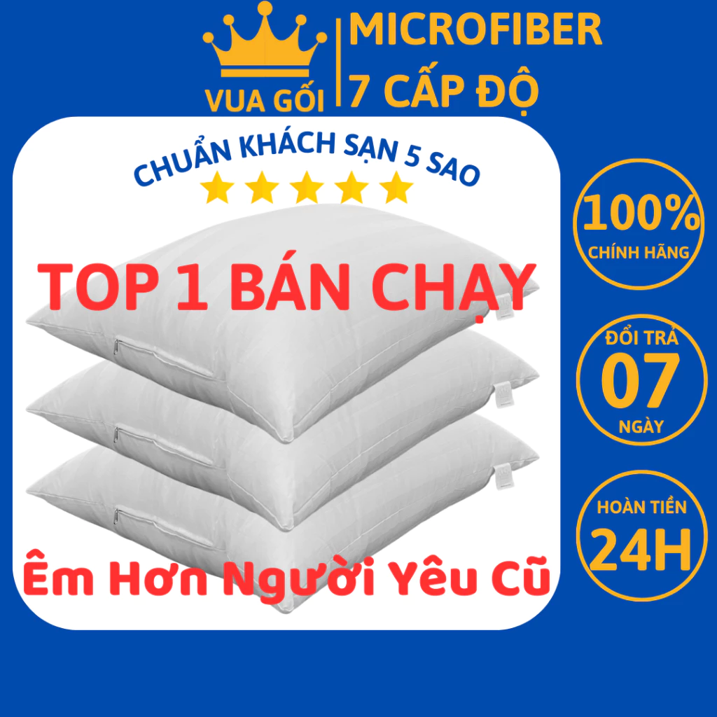 Ruột Gối Nằm Lông Vũ Nhân Tạo Cao Cấp Chuẩn Khách Sạn 5 Sao Microfiber Êm Ái Kháng Khuẩn Ngủ Ngon