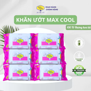 Combo 6 gói khăn ướt Max Cool 100 tờ, hương lài