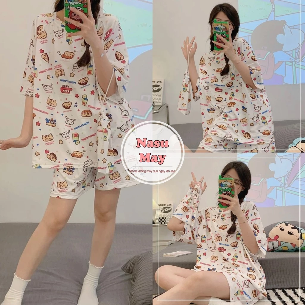 Bộ Ngủ Pijama Trơn Nữ Shin Cá Set Áo Kèm Quần Form Rộng Thoải Mái Dành Cho Nữ