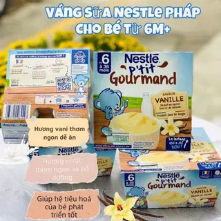 Váng sữa Nestle Pháp giảm ngọt cho bé ăn dặm (mẫu mới - lốc 4x100g). Date 11/2024