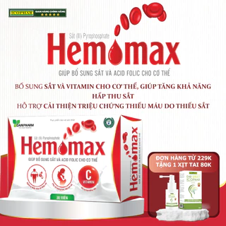 HEMOMAX - VIÊN UỐNG BỔ SUNG SẮT VÀ ACID FOLIC - HỖ TRỢ TẠO HỒNG CẦU - DÙNG CHO PHỤ NỮ MANG THAI - NGƯỜI THIẾU SẮT