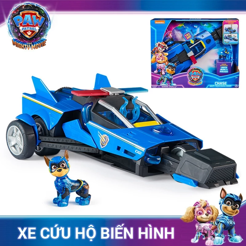 Đội chó cứu hộ PAW PATROL - Xe cứu hộ biến hình Chase có đèn và âm thanh - Hàng chính hãng