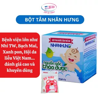 Bột Tắm Nhân Hưng Chính Hãng - Trẻ hết Hăm da, Chàm sữa, Rôm sảy, Mụn nhọt ,Mẩn ngứa ( Hộp 30gói )