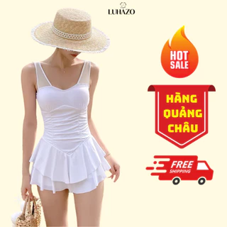 Bikini chân váy xòe LUHAZO 1 mảnh đi biển liền thân tôn dáng có đệm và lớp quần siêu đẹp kín đáo 24029 D-23