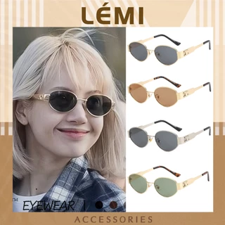 Kính mát bầu dục chữ C chống tia UV kính mắt gọng kim loại thời trang Hàn Quốc Lémi Accessories