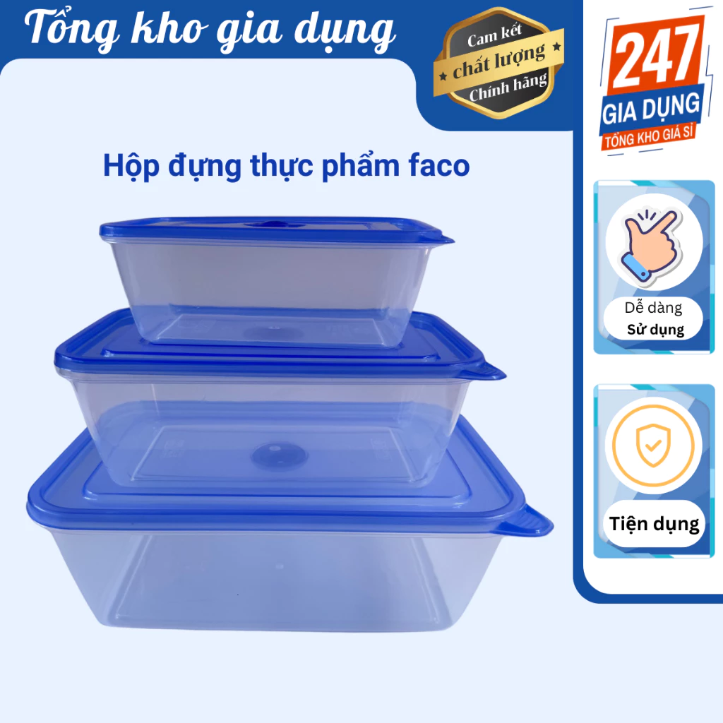 Hộp đựng thực phẩm faco chữ nhật đáy tròn