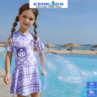 Bộ váy bơi KEMKIDS họa tiết kuromi chân váy kẻ có quần bảo hộ 15-30kg