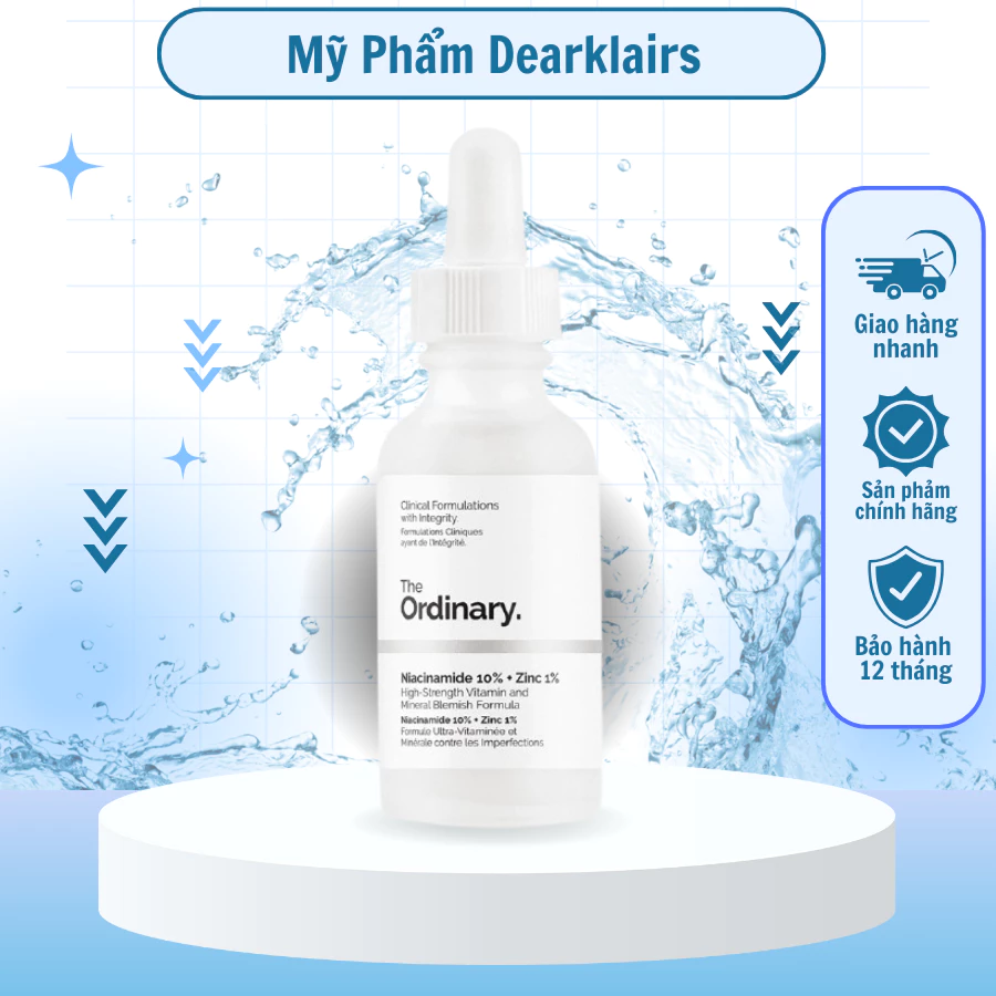 Serum ngừaa mụn, sáng da, se khít Niacinamide 10% + Zinc 1% - The Ordinary 30ml tái tạo da chống lão hóa thế hệ mới cera