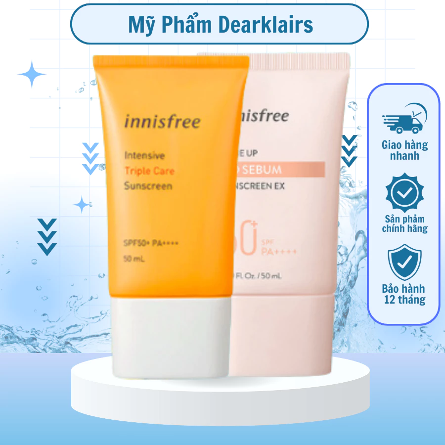 Kem chống nắng innisfree Intensive Triple Care Sunscreen SPF50+ chính hãng lâu trôi làm sáng da, kiềm dầu 50ml JP 4.0 ce