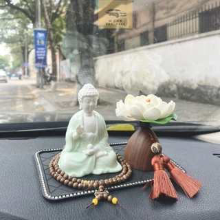 Tượng Phật Adida bằng sứ trưng bày taplo ô tô - Tượng Phật trang trí ô tô Bình an, May mắn