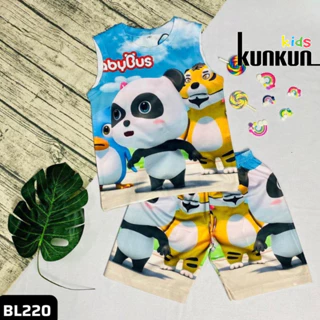 Quần áo trẻ em In 3D gấu trúc panda chất thun lạnh KunKun BL220 - Bộ ba lỗ bé trai size đại từ 10-60kg cao cấp