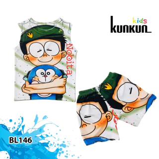 Quần áo trẻ em in 3D doraemon nobita size đại từ 10-60kg KunKun BL146 - Bộ ba lỗ bé trai thun lạnh co giãn 4 chiều