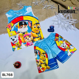Quần áo bé trai In 3D thun lạnh hình chó cứu hộ - Đồ bộ trẻ em tay ngắn size từ 10-60kg KunKun BL768