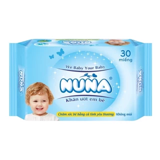 khăn ướt du lịch  nuna xanh 30 tờ gói nhỏ kháng khuẩn