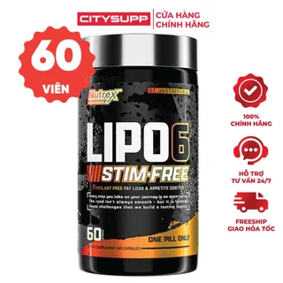 Nutrex Lipo 6 Black Stim Free (60 Viên), Hỗ Trợ Sinh Nhiệt Đốt Mỡ, Không Caffeine, Tăng Cường Trao Đổi Chất