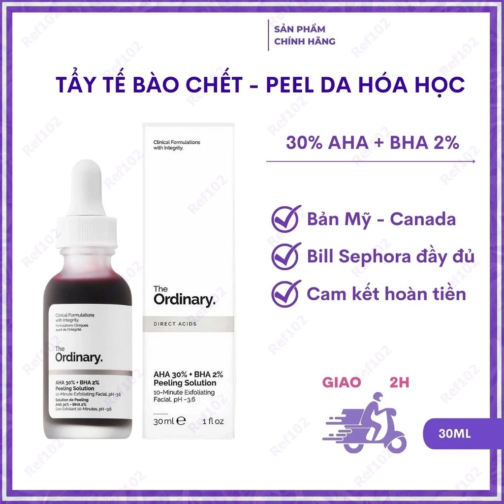 Serum Peel da The Ordinary AHA 30%+BHA 2% 30ml Tinh chất tẩy da chết không bong tróc. -auth