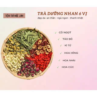 Trà 6 VỊ dưỡng nhan (cỏ ngọt , kì tử , táo đỏ , hoa cúc , hoa nhài ,hoa hồng )