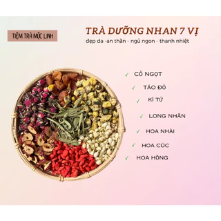 trà 7 vị dưỡng nhan ( long nhãn , kì tử ,táo đỏ , cỏ ngọt , hoa hồng , hoa cúc , hoa nhài)