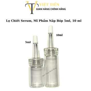 Lọ Triết Serum Nắp Bóp  | Lọ Chiết Tế Bào Gốc, Serum 5ml, 10ml Núm Nhọn Màu Trắng Trong