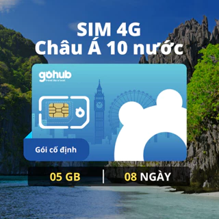 [GOHUB] SIM 4G du lịch Châu Á 10 nước ( Malaysia, Lào, Indonesia, Philippines..) - Gói cố định ( 05 GB - 08 ngày)