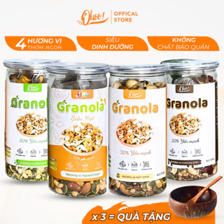 Granola Siêu Hạt Giàu Dinh Dưỡng - Ngũ Cốc Ăn Kiêng Giảm Cân Vị Nguyên Bản Nhiều Loại Hạt Ohoo Foods VN (500g)