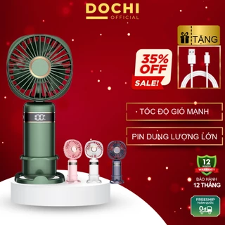 Quạt cầm tay mini Dochi icaros SH08 nhỏ gọn pin khủng 10.000mAh thiết kế chân để bàn 5 tốc dộ gió