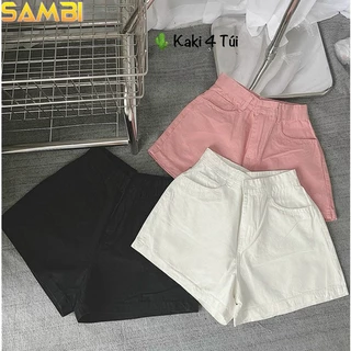 Quần Short Kaki Trơn 4 Túi Size SML Đen Trắng Hồng Tím