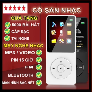 Máy nghe nhạc mini mp3 phát và chơi nhạc mp4 kết nối bluetooth có màn hình lcd loa ngoài kèm thẻ nhớ tai nghe cáp s