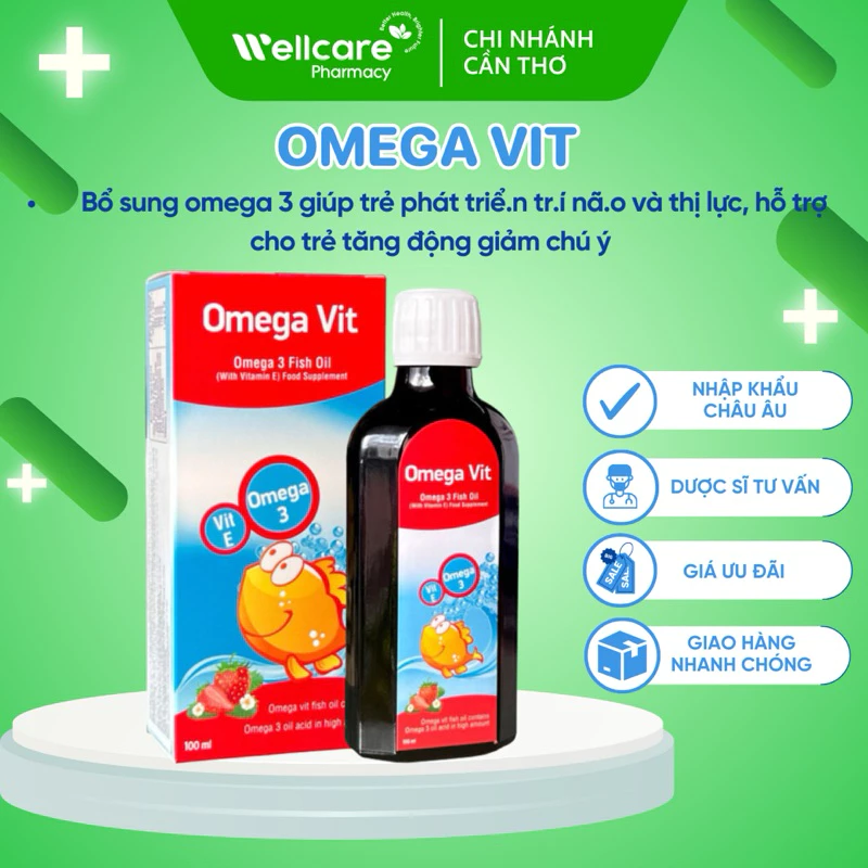 Omega Vit [Chính hãng] – Chai 100ml Bổ sung Omega3 phát triển trí não và thị lực cho trẻ em