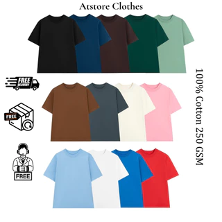 Áo thun trơn Cao Cấp Atstore T-Shirt 100% Cotton định lượng 250gsm thiết kế dày dặn