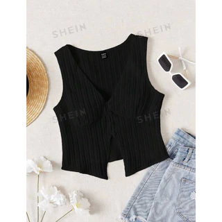 [ORDER SHEIN) Áo Thun Màu Trơn Cổ Chữ V