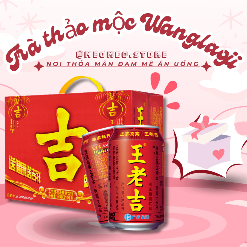 Thùng trà sâm, trà thảo mộc Wanglaoji lon 310ml 24 lon