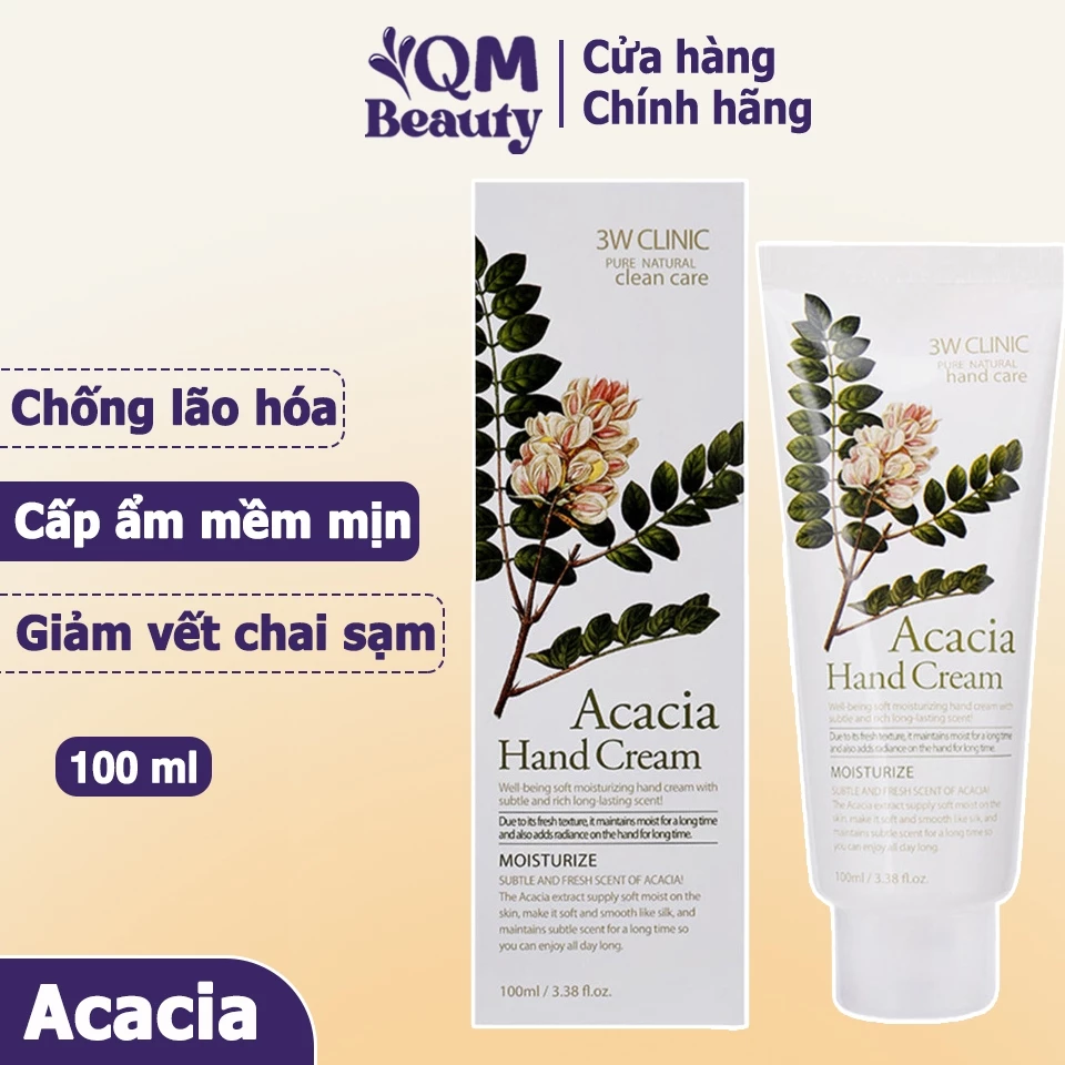 Kem dưỡng da tay 3W Clinic Acacia Hand Cream 100ml Hàn Quốc - QM Beauty