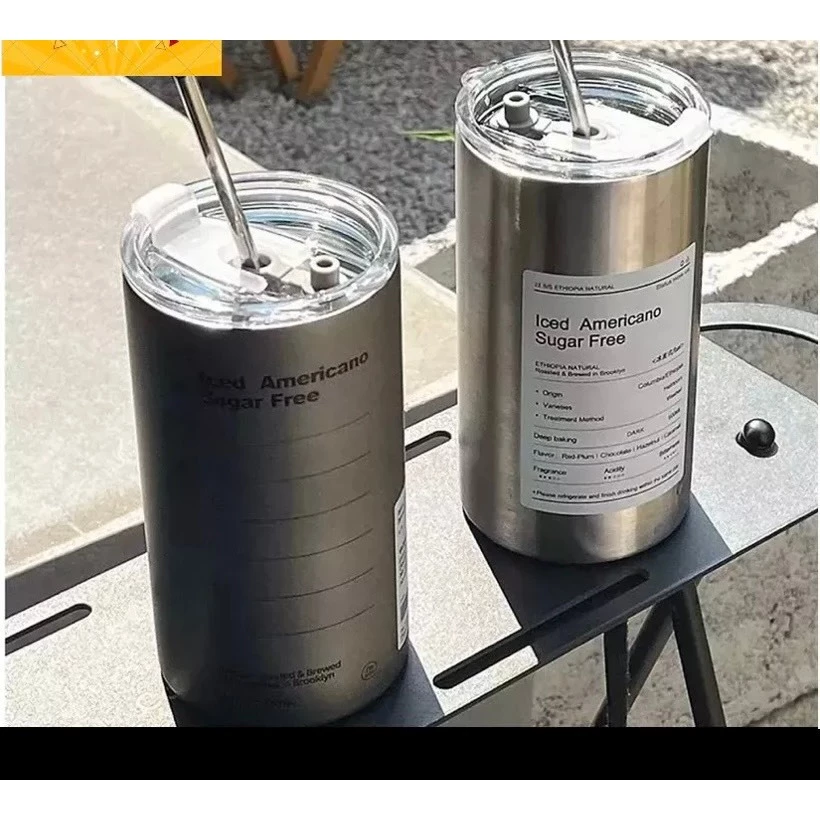 Bình Giữ Nhiệt, Ly Giữ Nhiệt Iced Americano 600ml Có Ống Hút inox 304 Cao Cấp Không Gỉ Sét