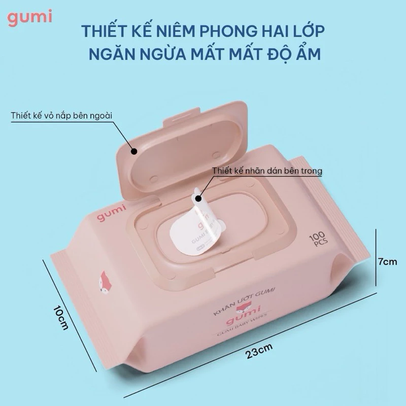 1 gói khăn ướt Gumi cao cấp không mùi không parabens an toàn tuyêt đối cho bé