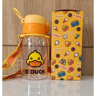 Bình nước vịt vàng G duck,Bình nước cho bé có ống hút, dây đeo, phù hợp cho bé đi học, đi chơi, dung tích 400ml