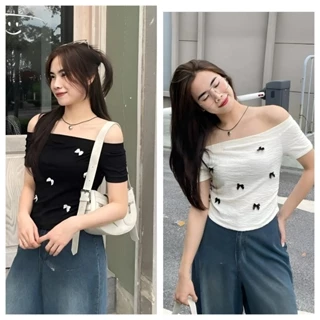 Áo voan kiểu cột nơ lưng xinh/ Áo croptop voan xốp cột lưng nơ