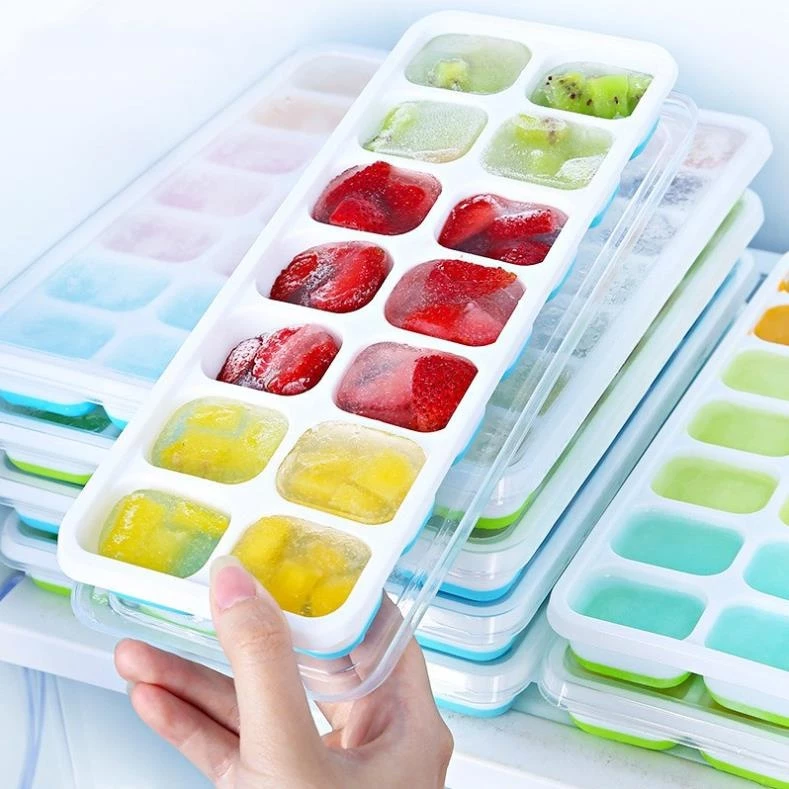 khay đá dẻo silocon 14 ô dụng cụ làm đá làm thạch đa năng siêu tiện lợi