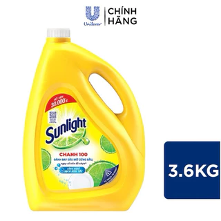 Nước rửa chén Sunlight 3,6kg Can Vàng/Trắng/Xanh/Hồng/Quế