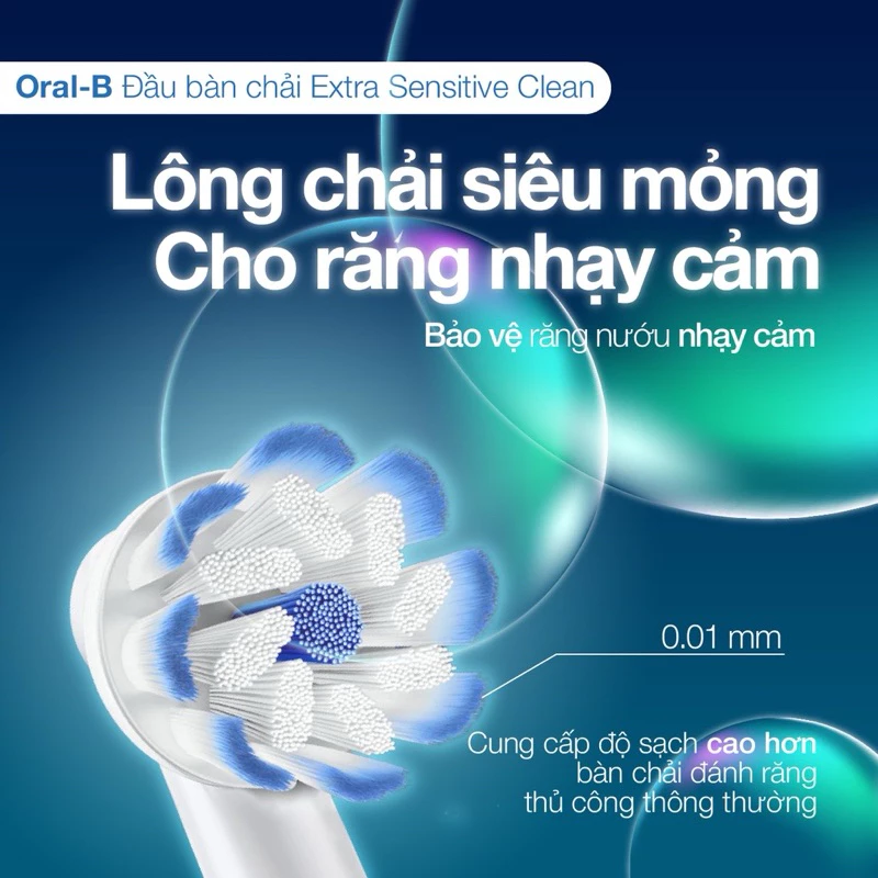 Đầu Bàn Chải Oral-B Extra Sensitive Clean - Lông Chải Siêu Mỏng Cho Răng Nhạy Cảm, Oral-B Gum Care Làm Sạch Nhẹ Nhàng