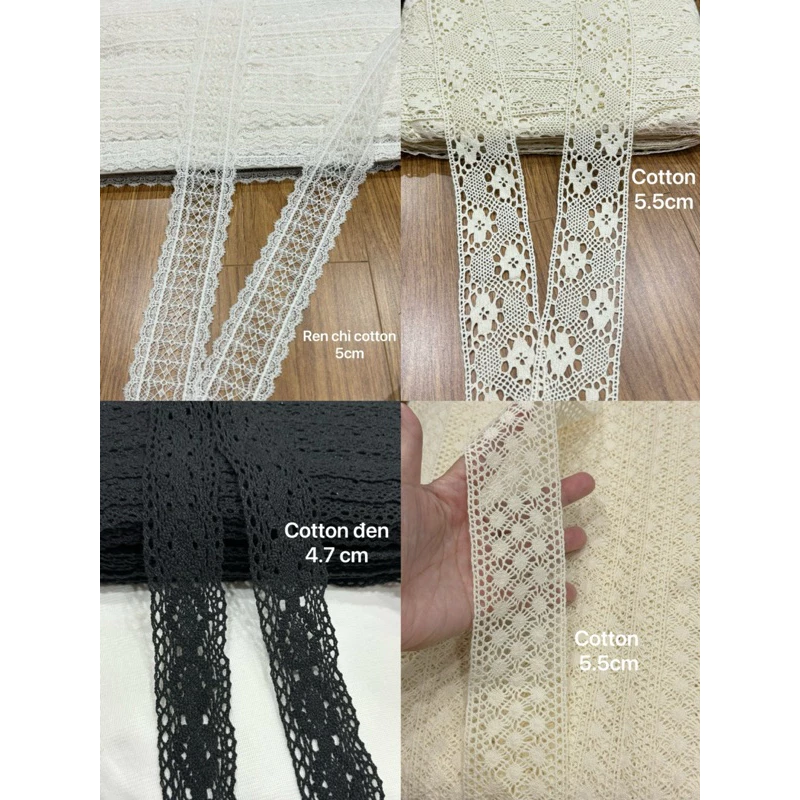 ren viền trang trí ren cotton 4.7cm , 5cm , 5.5cm