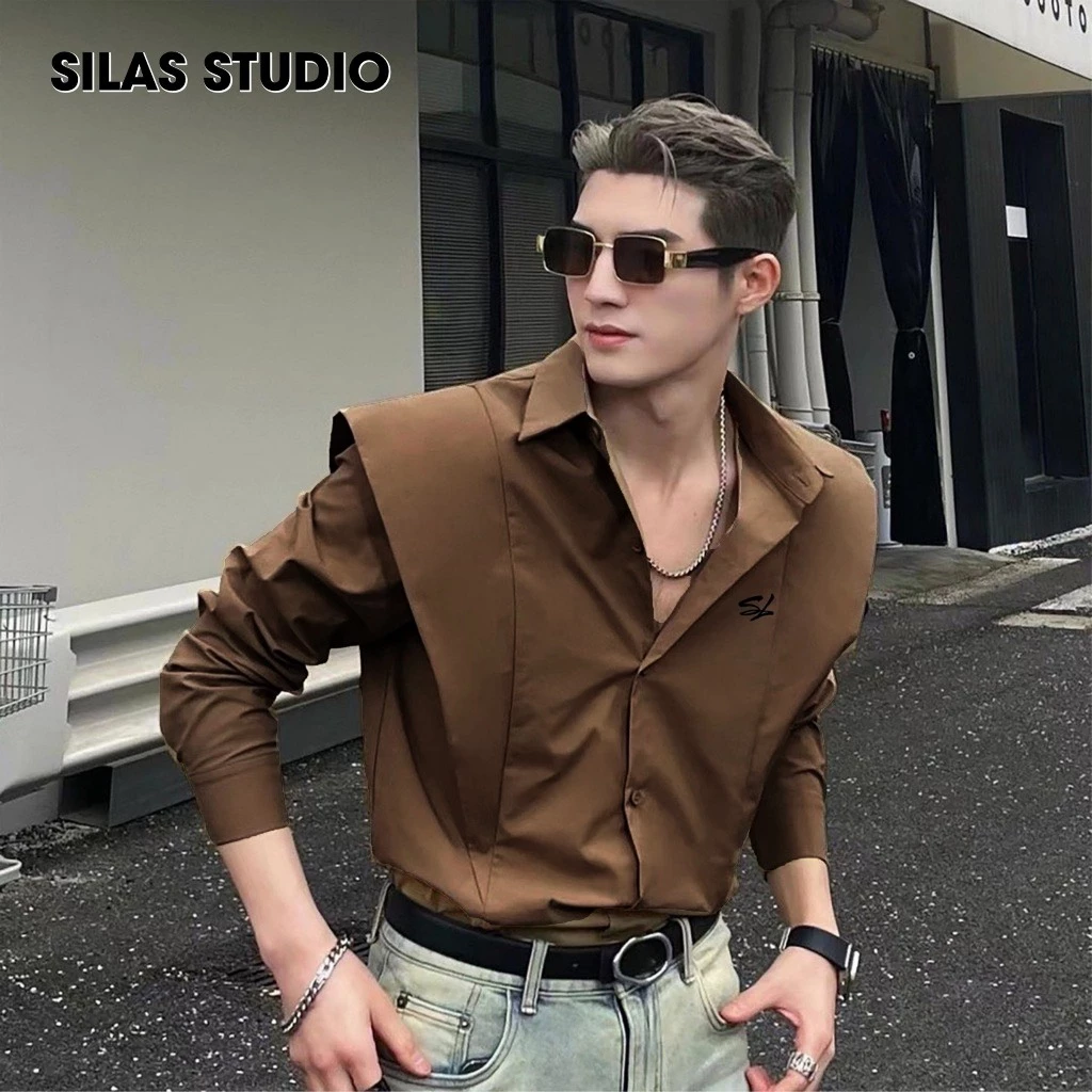 Áo sơ mi nam tay dài SILAS Hurrican Kiểu Hack Vai Ricky Họa Tiết Thêu SL Chất Cotton Form Đứng Fit Body