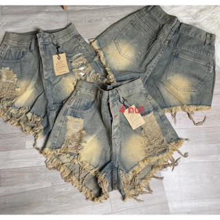 QUẦN SHORT JEAN 4 NÚT RÁCH TUA KIỂU