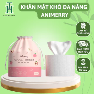 Khăn Mặt Khô Đa Năng dùng 1 lần Animerry - CHÍNH HÃNG - lau mặt lau khô, lau ướt - Cuộn 40 khăn